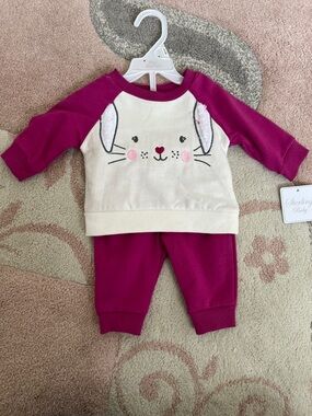 Sterling Baby Fuchsia & Cream Bunny Toddler Pajama Set